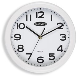  Carven Wall Clock 25cm Diameter White Frame 