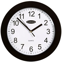  Carven Wall Clock 25cm Diameter Black Frame 