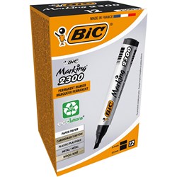  Bic 2300 Marking Permanent Markers Chisel 3.7-5.5mm Black Pack of 12 