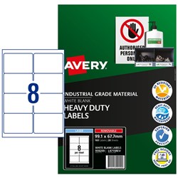 Avery 959209 Heavy Duty Industrial Labels White L4715 20 Sheets