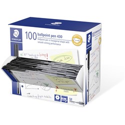  Staedtler 430 Stick Ballpoint Pens Medium 1mm Black Box of 100 