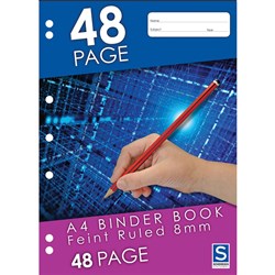  Sovereign Binder Book A4 8mm Ruled 7 Hole Punched 48 Page 