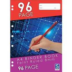  Sovereign Binder Book A4 8mm Ruled 7 Hole Punched 96 Page 