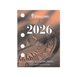  Collins Desk Calendar Refill 102 x 76mm Side Punch Day To Page 