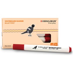 Bibbulmun Whiteboard Marker Bullet 1-3mm Red 