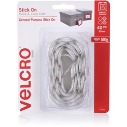  Velcro Brand Stick On Hook & Loop 22mm 40 Dots White 0 