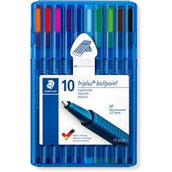  Staedtler 437 Triplus Ballpoint Pens Extra Broad 1.6mm Assorted Wallet of 10 