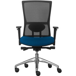 KODA CHAIR SYNCHRO MECHANISM Polished Aluminium Base Blue Seat Upholstery
