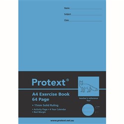 PROTEXT EXERCISE BOOK 11MM 64 PAGE SOLID RULED WITH MARGIN PP COVER FOX