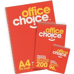 OFFICE CHOICE SPIRAL NOTEBOOK 8x5 - 200x127mm 200Pg TB