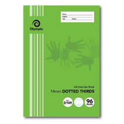 OLYMPIC EXERCISE BOOK 96 Page A4 14mm Dotted Thirds