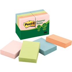 POST-IT 653RP8AP GREENER NOTES Pastel Colours 36x48mm 100% Recycled Pack of 6