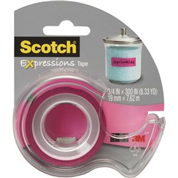 SCOTCH MAGIC EXPRESSIONS TAPE Coloured 19mmx7.62m Pink