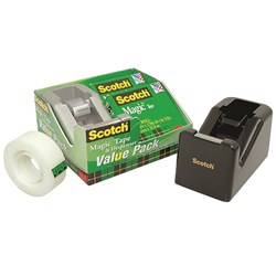SCOTCH 810K2-C28S MAGIC TAPE 19mmx25m & C28 Dispenser Slvr