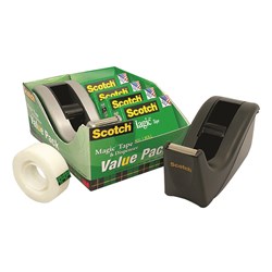 SCOTCH 810K4-C60S MAGIC TAPE 19mmx25m & C60 Dispenser Slvr