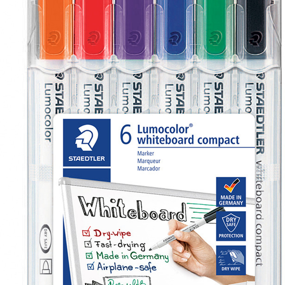 STAEDTLER LUMOCOLOR® Whiteboard Marker 341 Compact Bullet Assorted Wallet of 6