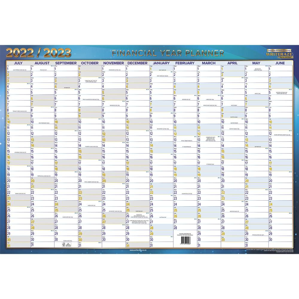 Writeraze Financial Year Wall Planner 500x700mm QC2
