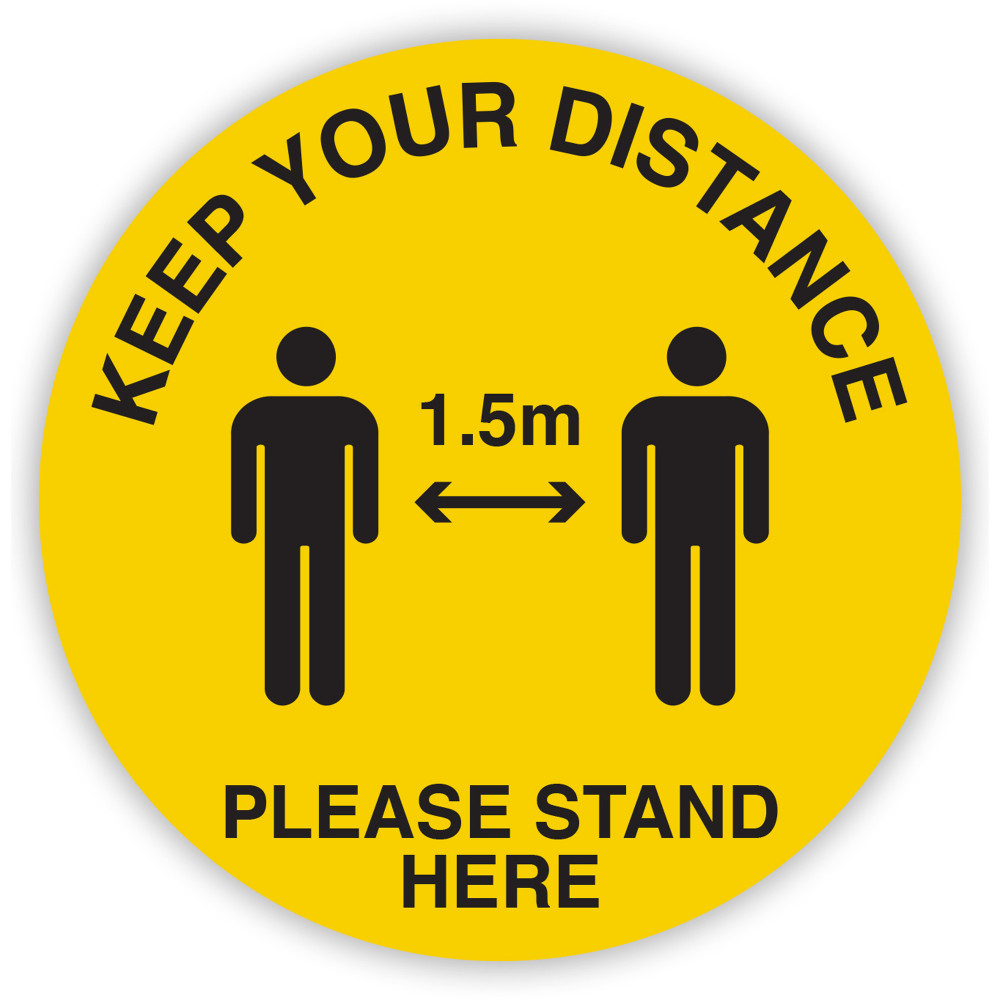 DURUS HEALTH AND SAFETY SIGN Floor Social Distance Yellow and Black