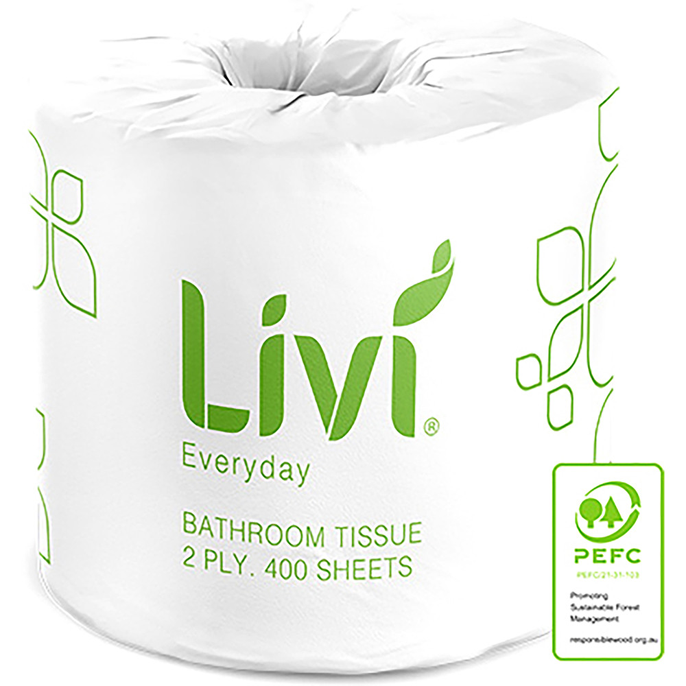 Livi Basics Toilet Paper Rolls 2 ply 400 Sheets Box of 48