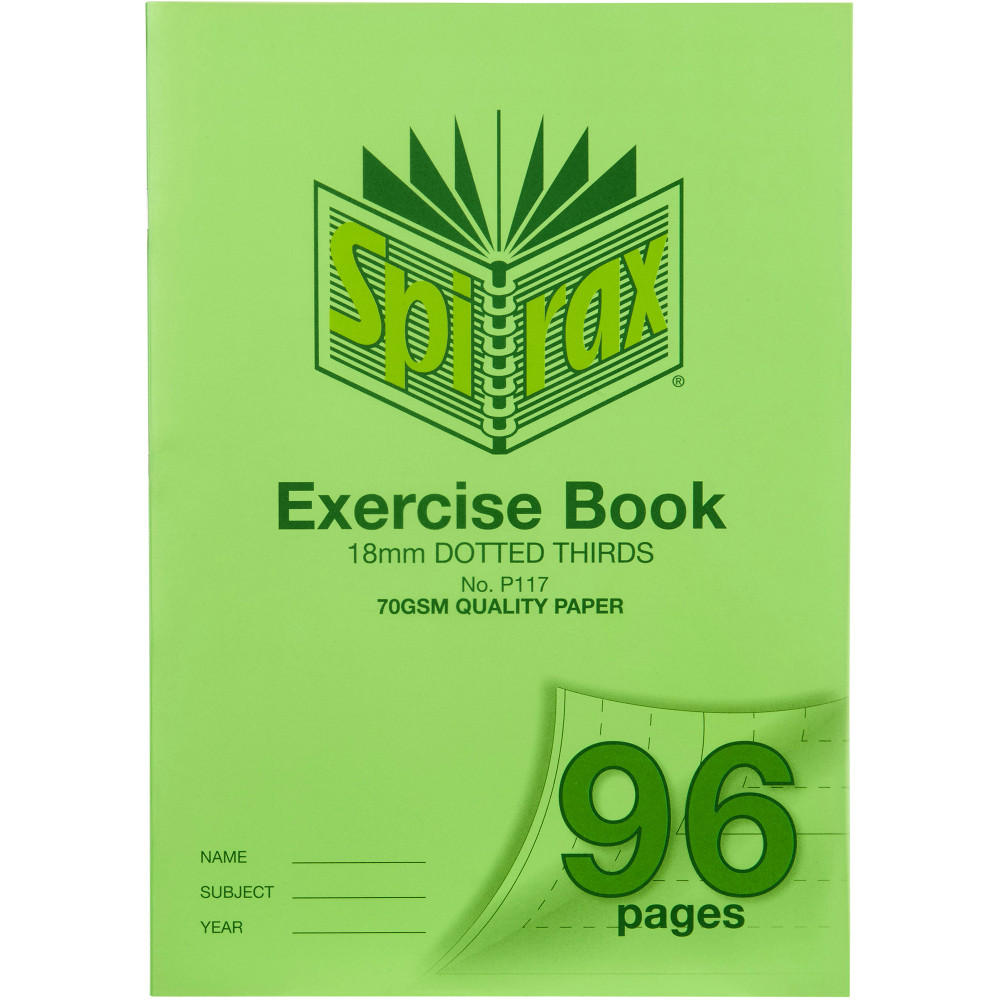 Spirax Exercise Book P117 A4 96 Page 18mm Dotted Thirds