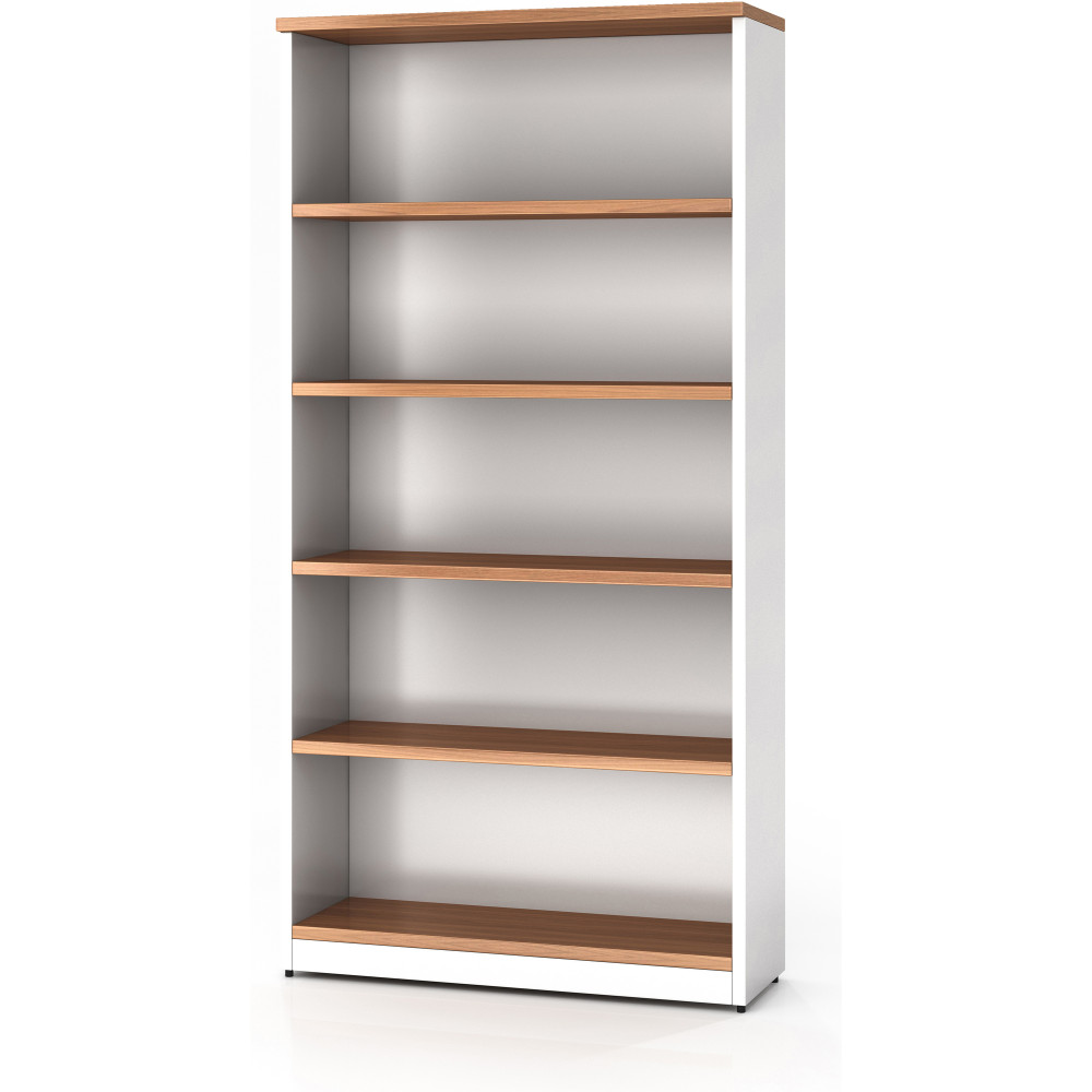 OM Premiere Storage Bookcase  W900 x D320 x H1800mm Virginia Walnut and White