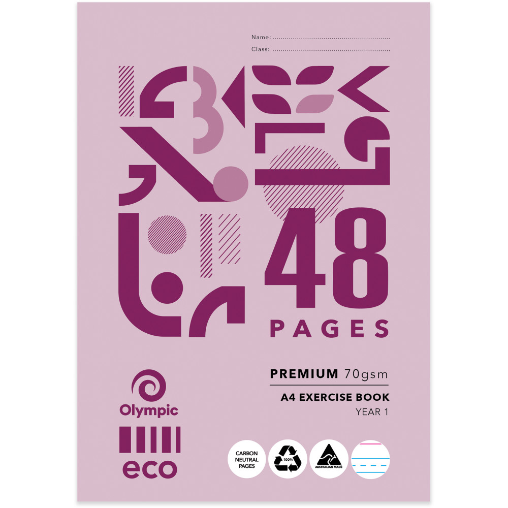 Olympic Eco Exercise Book EY14P A4 Ruled Year 1 48 Pages Pack of 20