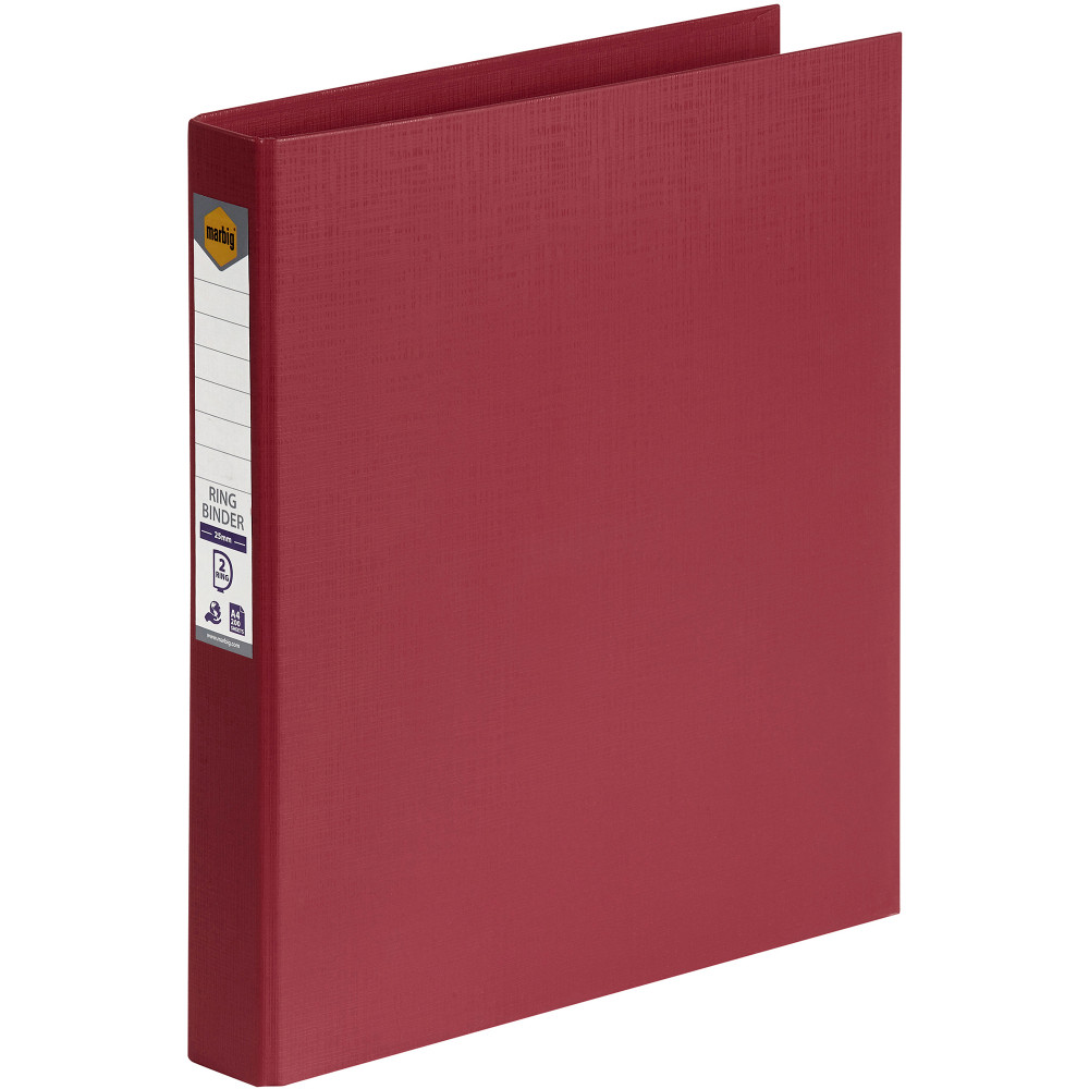 Marbig® Linen PE Binder A4 2D Ring 25mm Deep Rd