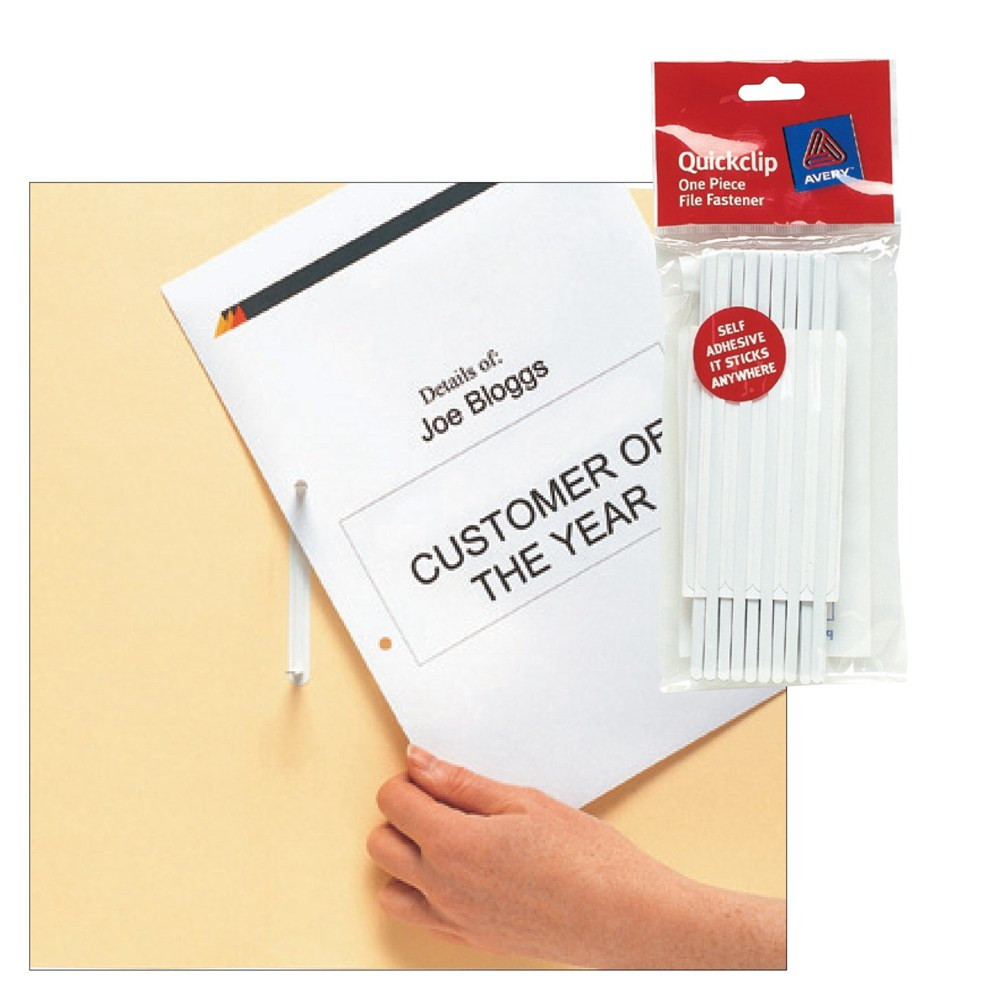 AVERY QUICKCLIP FILE FASTENER White