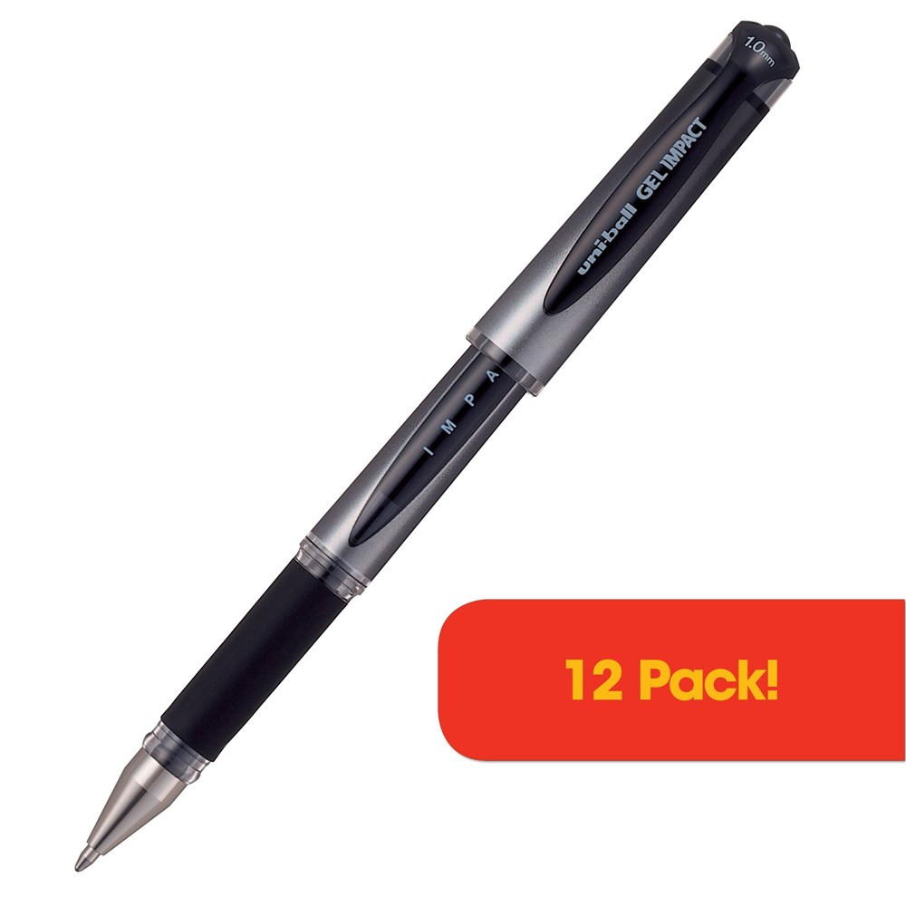 UNIBALL UM153 GEL SIGNO IMPACT 1.0mm BLACK 12PK