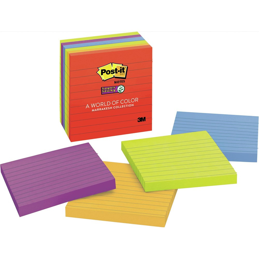 POST-IT 675-6SSAN NOTES Super Sticky NeonLined 98x98mm