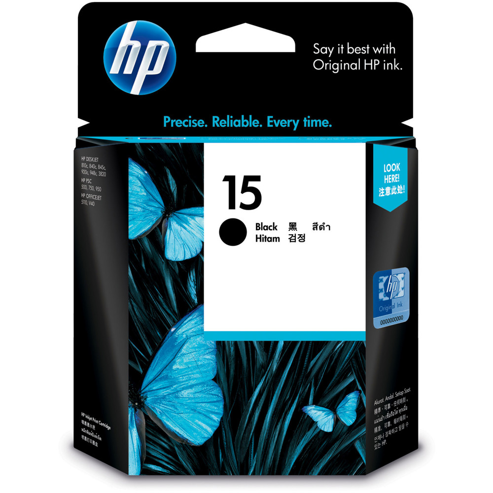 HP #15 INKJET CARTRIDGE C6615DA, Black
