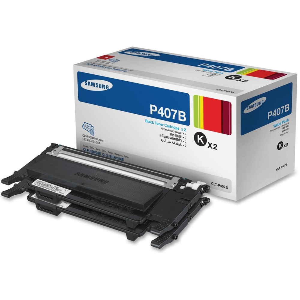 SAMSUNG CLTP407B TONER PACK Black CLT-K407s Twin Pack