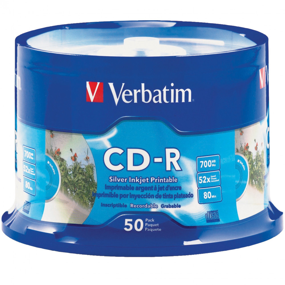 VERBATIM RECORDABLE CD'S CD-R 80MIN Printable 52X Pk50