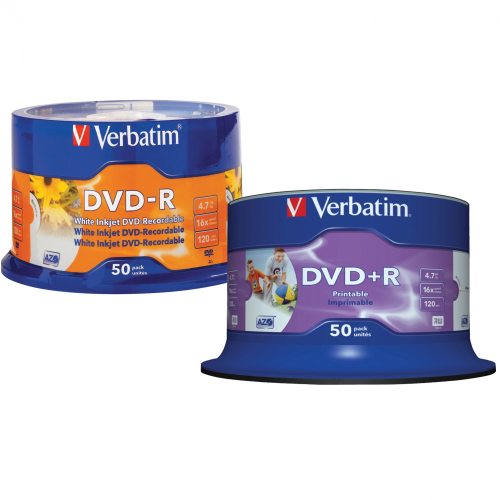 VERBATIM RECORDABLE DVD DVD-R 4.7GB Wht Printable 50Pk