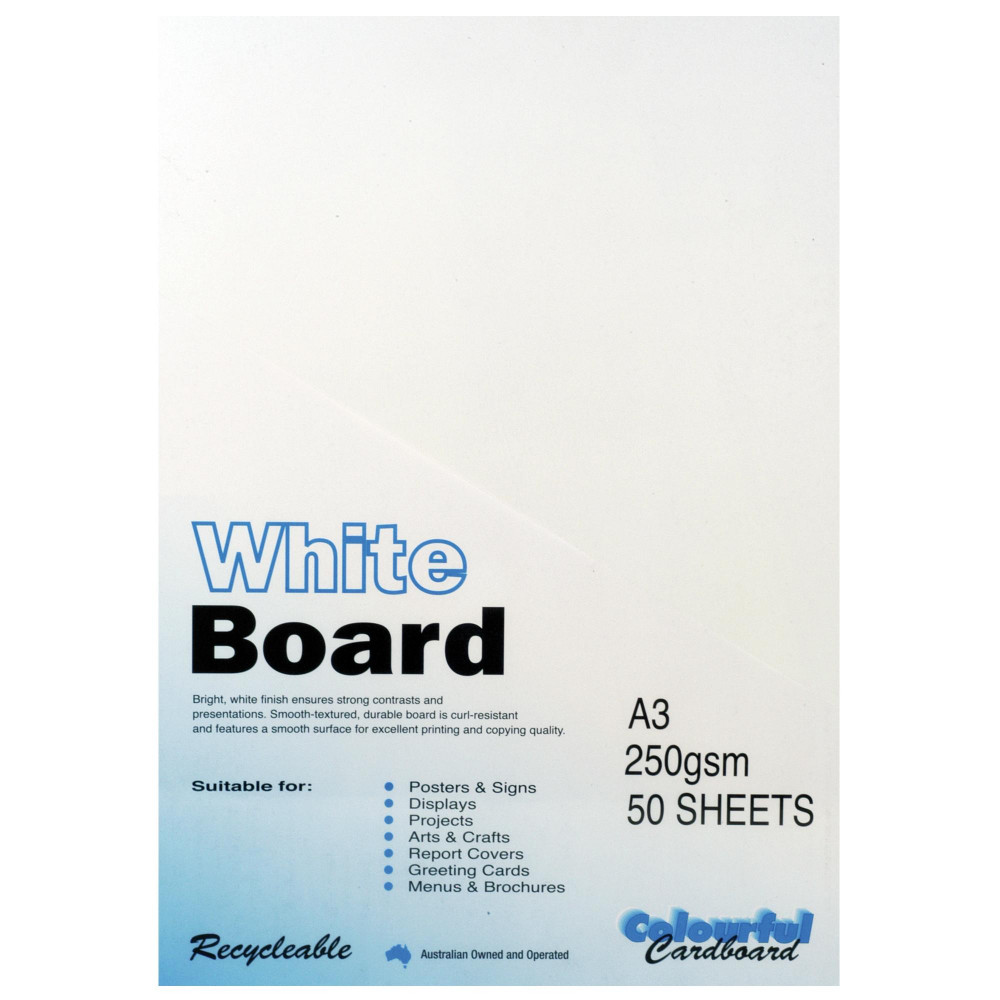CUMBERLAND WHITE/PASTE BOARD A3 250gsm - Pack of 50