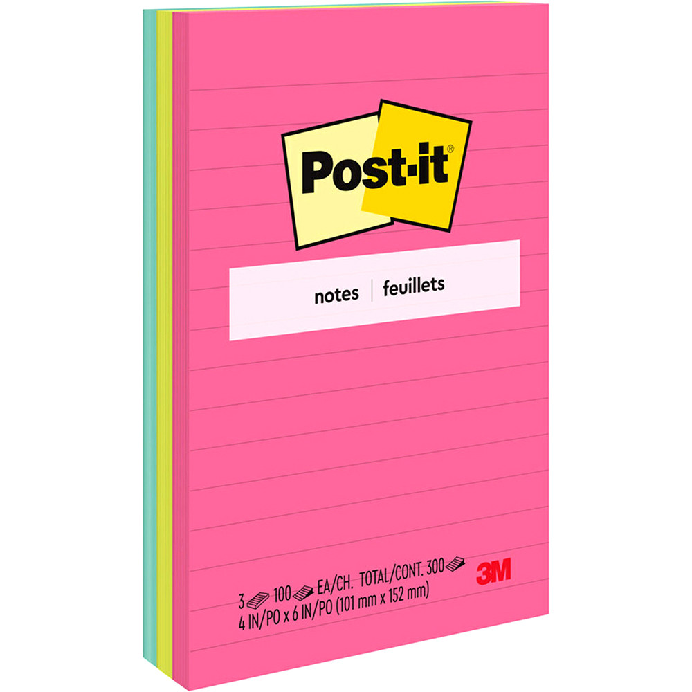 POST-IT 660-3AN NOTES Asstd Neon 98x149mm