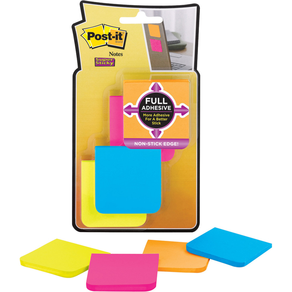POST-IT SUPER STICKY NOTES F330-12SSAU Full Adhesive Assorted Bright Colours