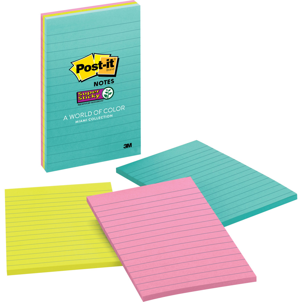 POST-IT MIAMI 4645-3SSMIA Super Sticky Notes-100mmx148mm 45 sheets, 3 pack