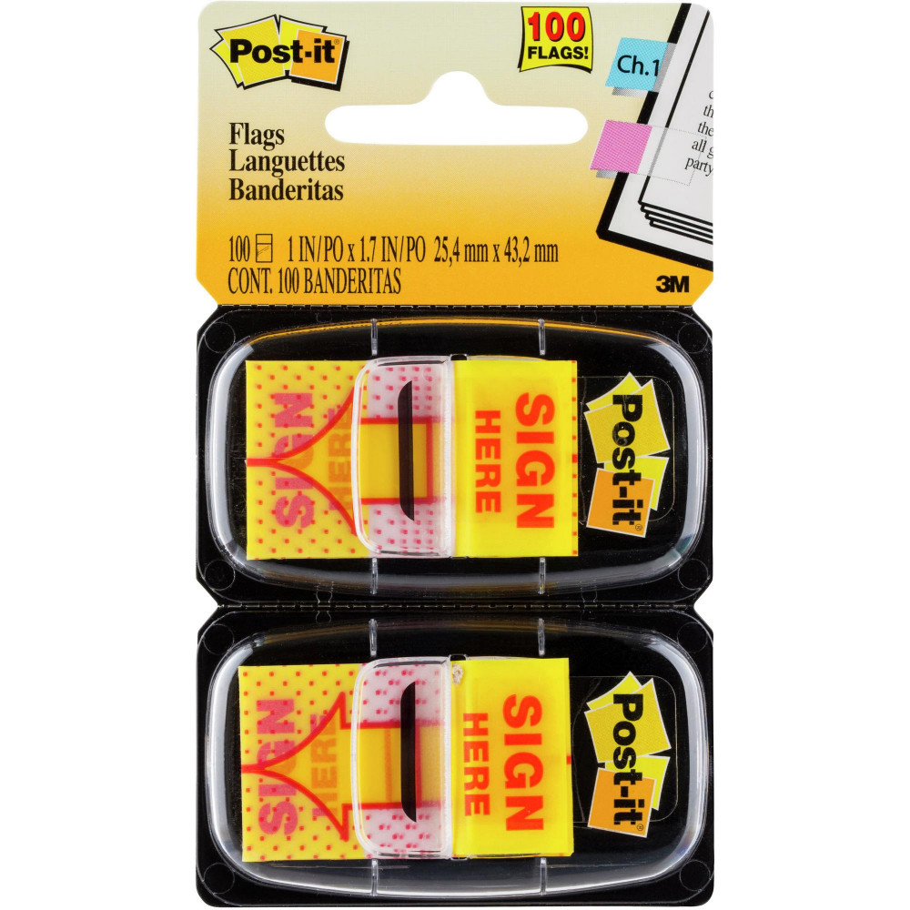 POST-IT  680-SH2 FLAGS Twin Pk Sign Here Yellow 25x43