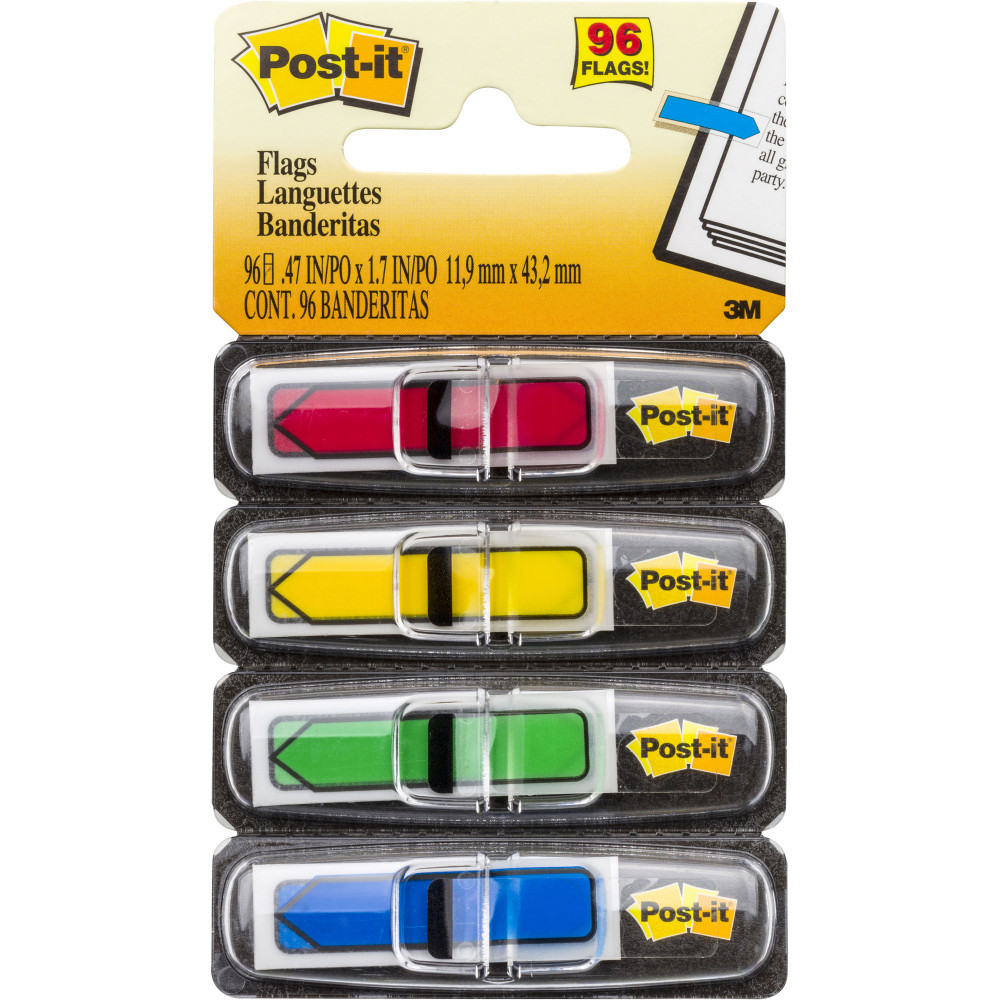 POST-IT 684-ARR3 ARROW FLAGS Blue Green Red & Yellow 12x43m