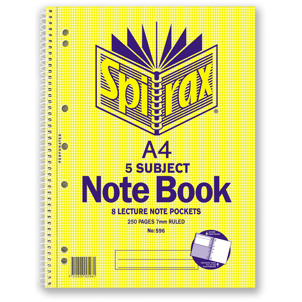 SPIRAX 596 NOTEBOOK 5 SUBJECT A4 250 Page 297x220mm S/O