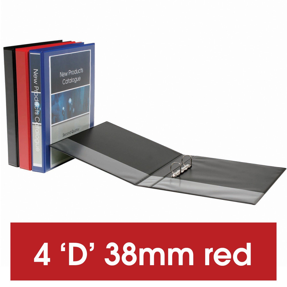 MARBIG ENVIRO INSERT BINDERS Clearview A4 4D Ring 38mm Red