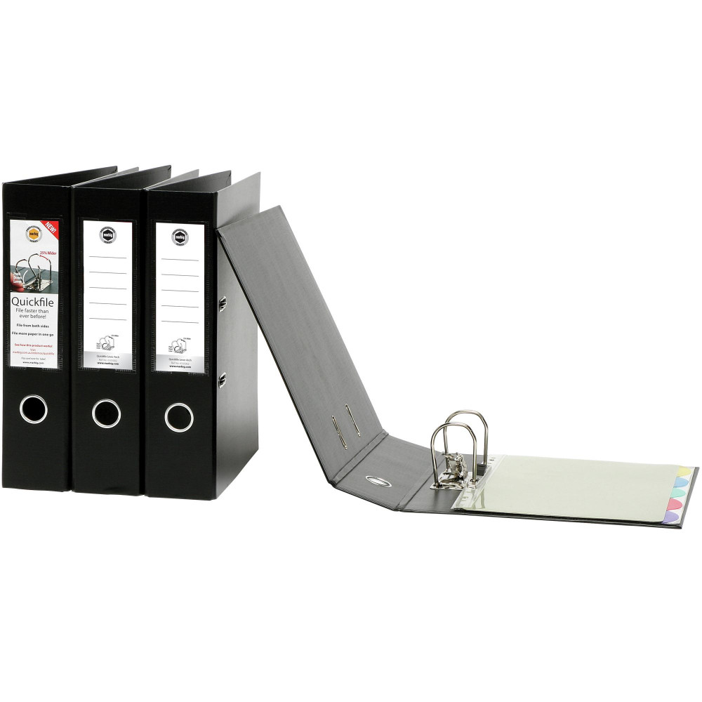 Marbig QUICKFILE LEVER ARCH PVC A4 Black **Order quantity of 10