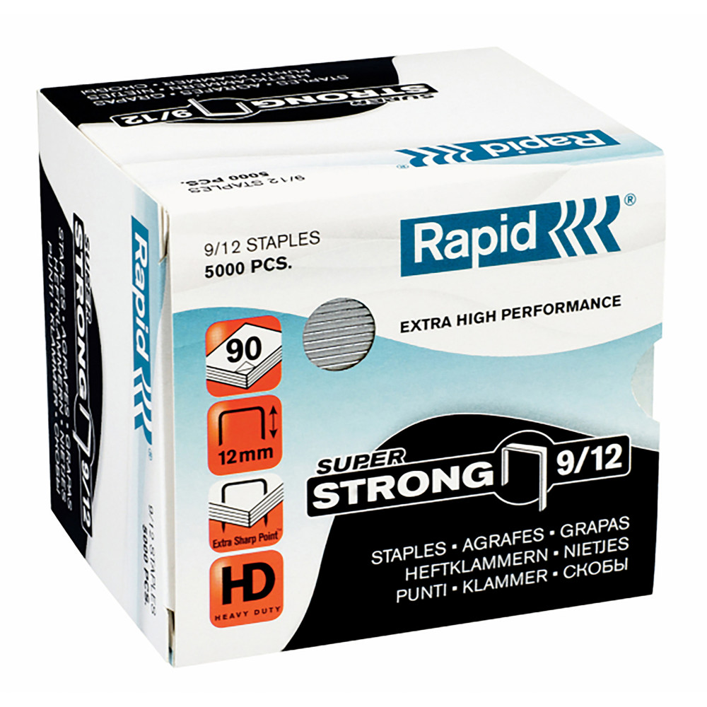 RAPID 9/12 STAPLES 12mm Heavy Duty BX5000