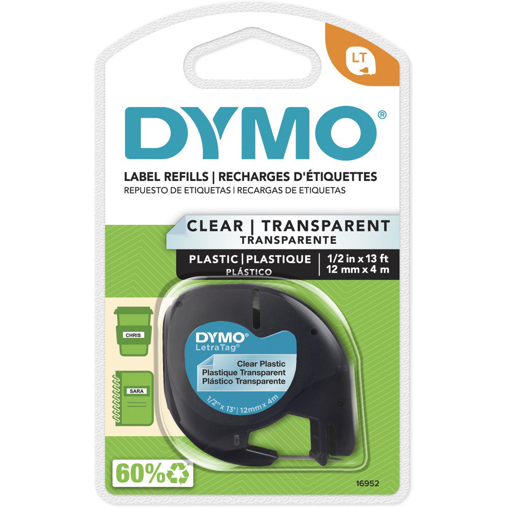 DYMO LETRATAG LABELLING TAPE 12mmx4m - Clear