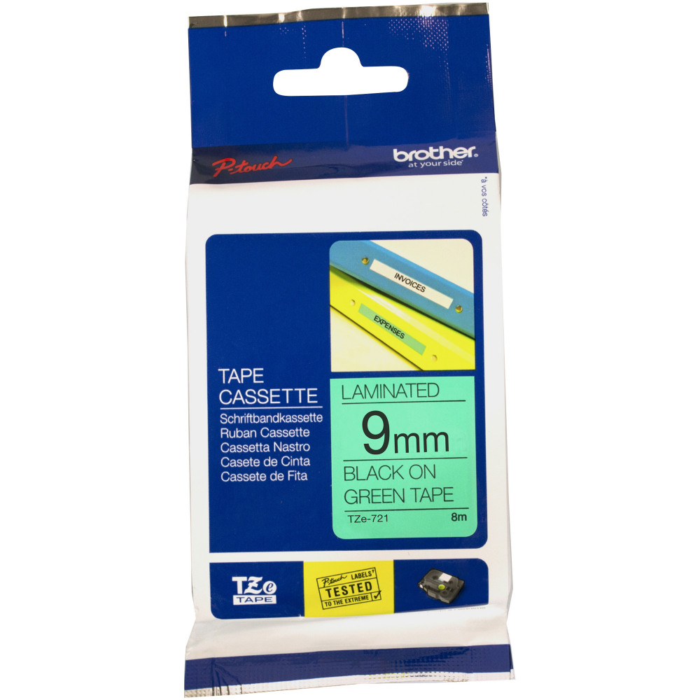 BROTHER TZE721 PTOUCH TAPE 9MMx8M Black On Green