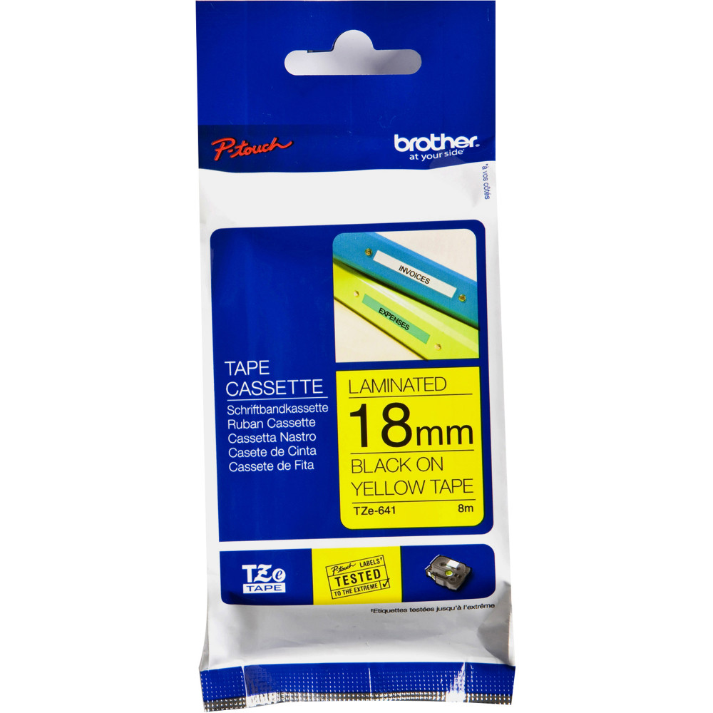 BROTHER TZE641 PTOUCH TAPE 18mmx8mt Black On Yellow Tape