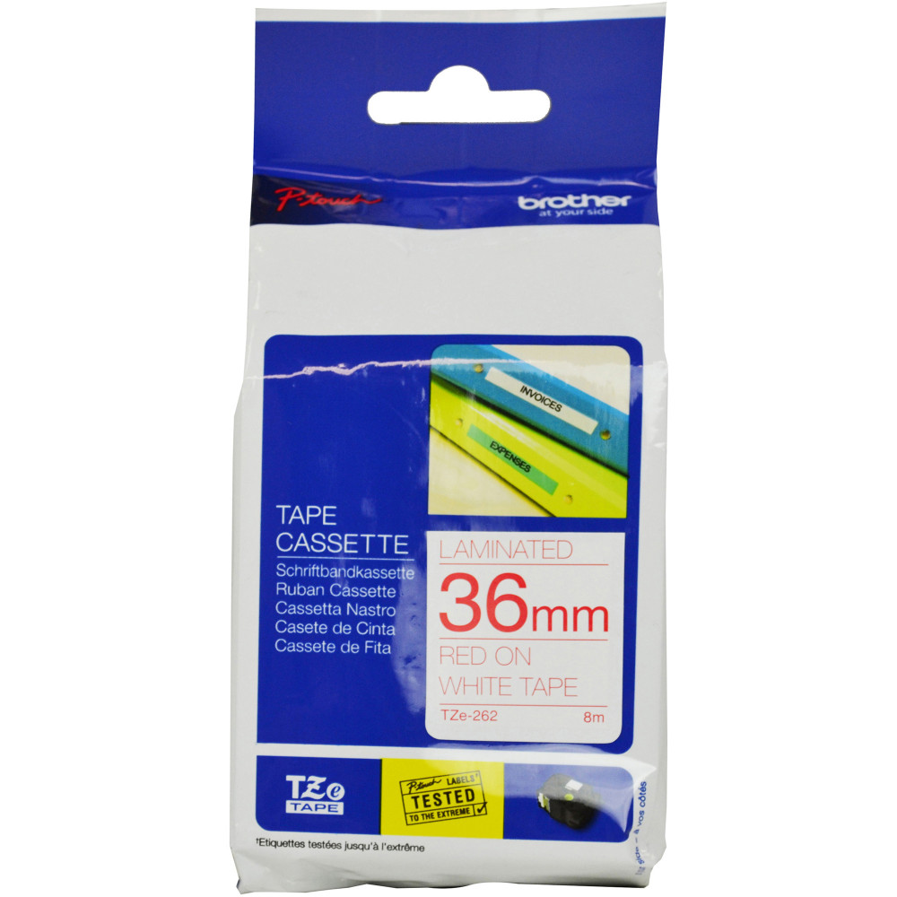 BROTHER TZE262 PTOUCH TAPE 36mmx8mt Red On White Tape