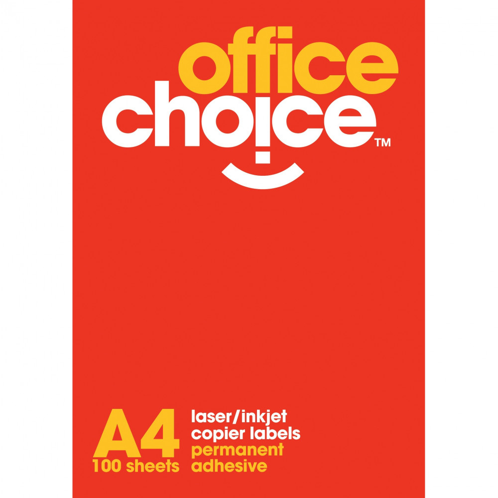 OFFICE CHOICE LASER LABELS Inkjet/Copier 2/Sht 199.6x143. 100 Sheets