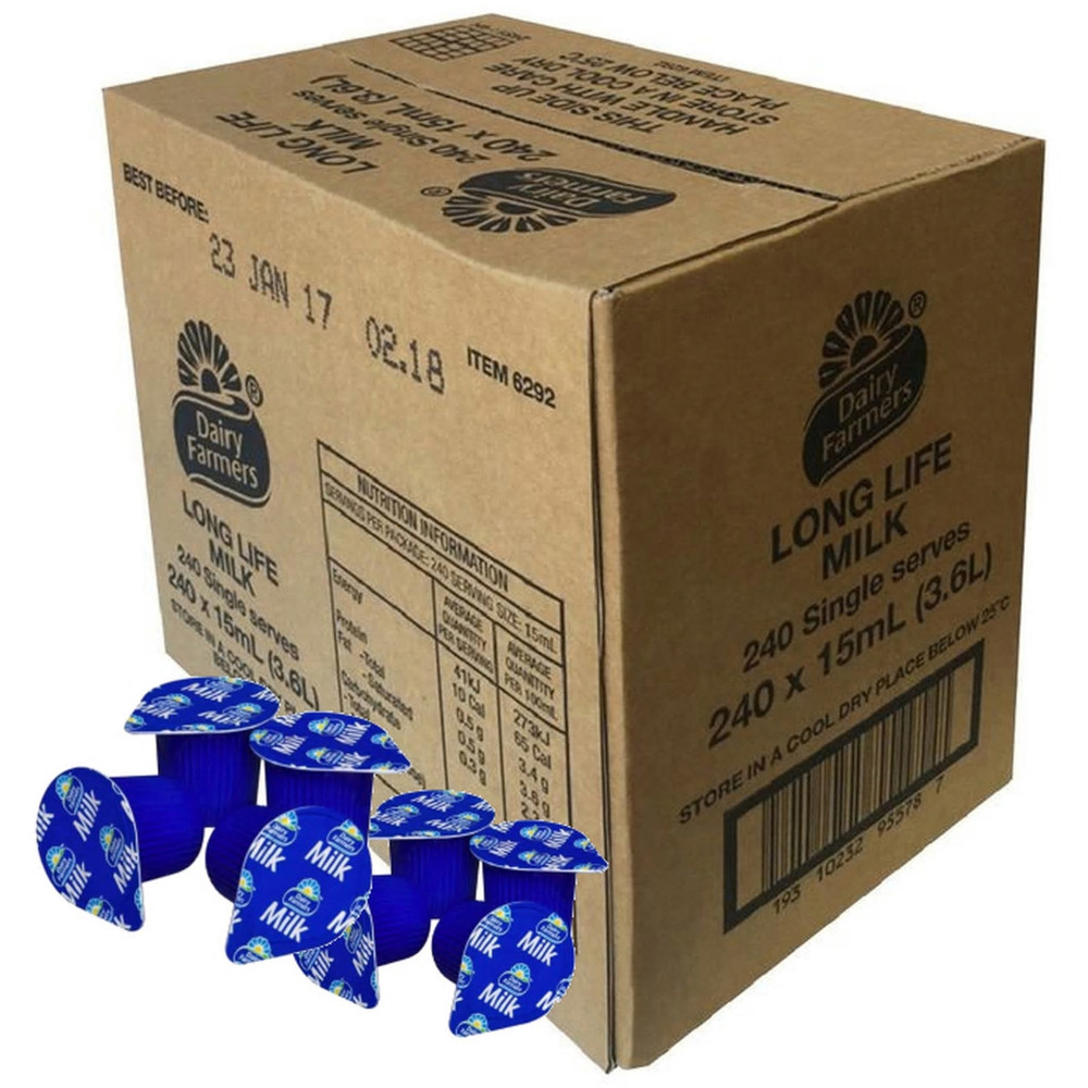 DAIRY FARMERS UHT MILK Portion control 15ml Carton of 240